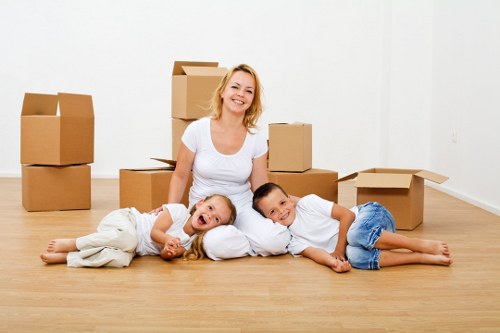 Decluttered home items placed into self storage for extra space