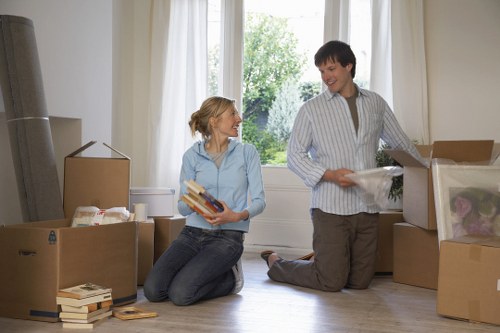 Family home storage idea in Riddlesdown with labelled containers and shelves