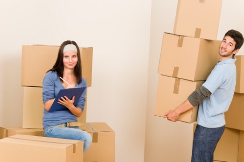 Organised storage space in Riddlesdown with stacked boxes and furniture